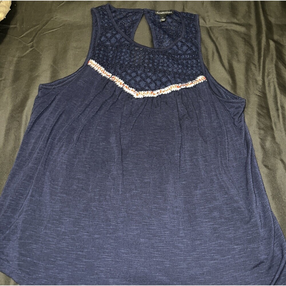 Signature Studio Tank Top Red|White|Blue Large Soft Lace Stretch